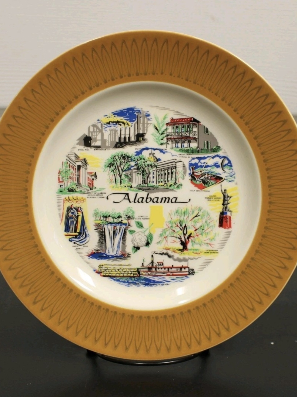 Vintage State Of Alabama Scenic Landmark Dinner Plate 10".